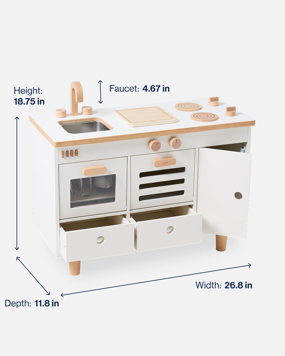 The Play Kitchen + Fridge + Shopping Cart