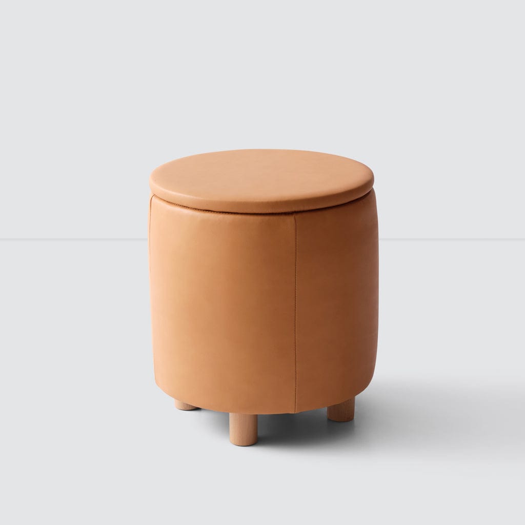 Torres Leather Storage Ottoman - Small